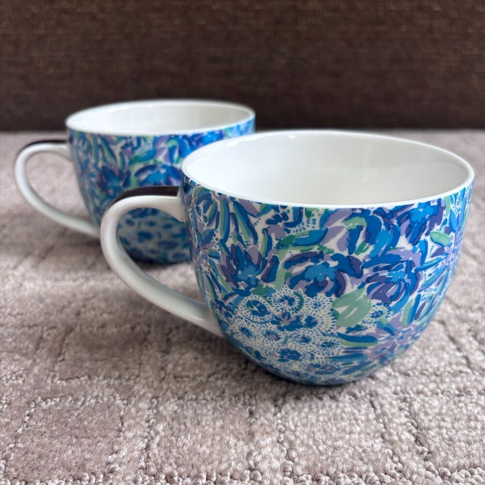 Lilly Pulitzer Ceramic Mug Hidden Lion / Floral 14 oz. High Manetenance Coffee